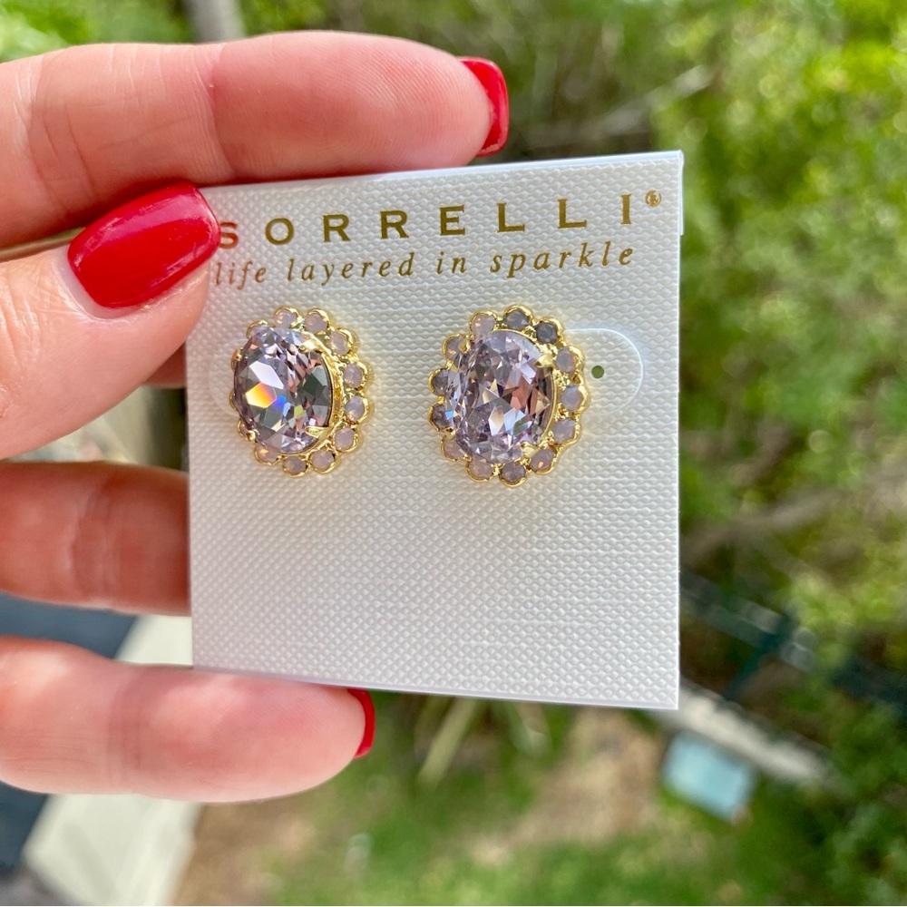 Sorrelli Halo Oval Crystal Stud Earrings in Crystal Rose NWT - Picture 6 of 16